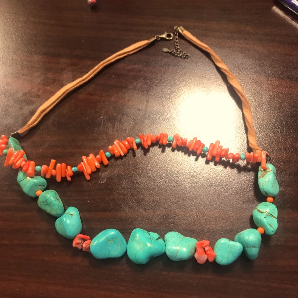 Barse sterling silver Orange and Turquoise necklace